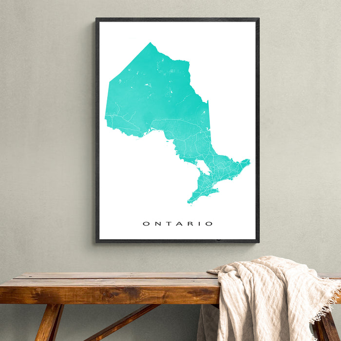 Ontario Map Print: Topographic Province Wall Art Poster and Road Map, Toronto Ottawa