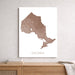 Map of Ontario on a white background above a wooden surface