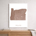 Map of Oregon on a white background above a wooden surface