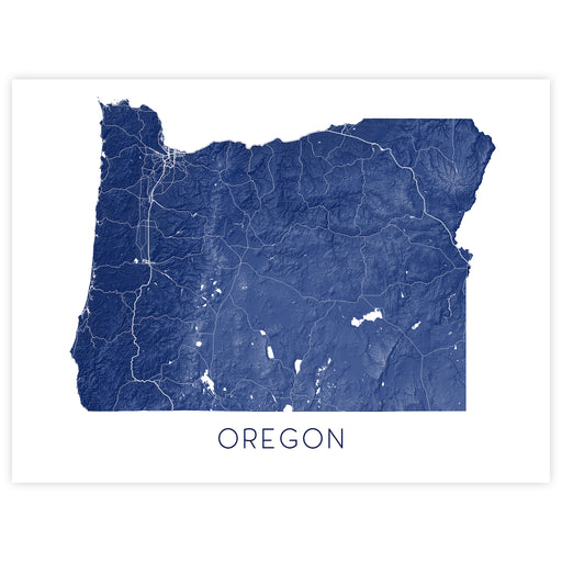 Map of Oregon in blue on a white background