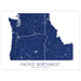 Map of the Pacific Northwest region in blue on a white background
