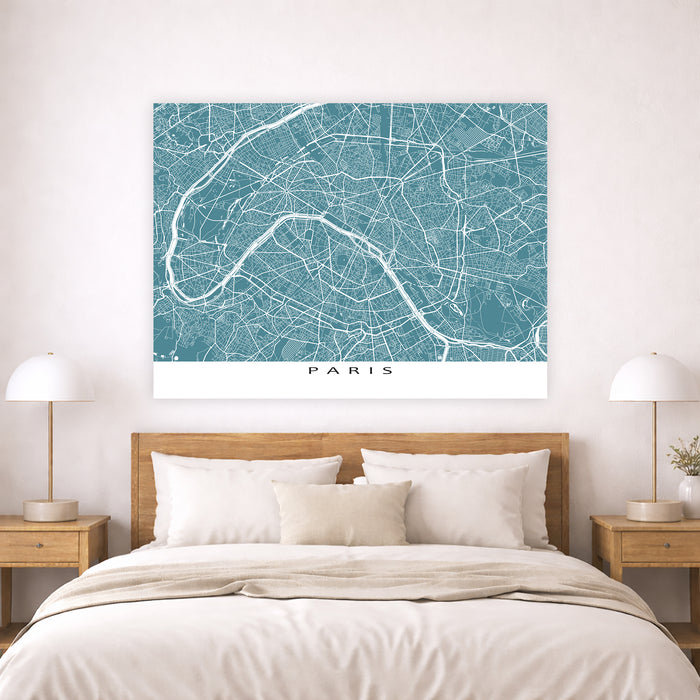 Paris City Street Map Print: France Wall Art Poster