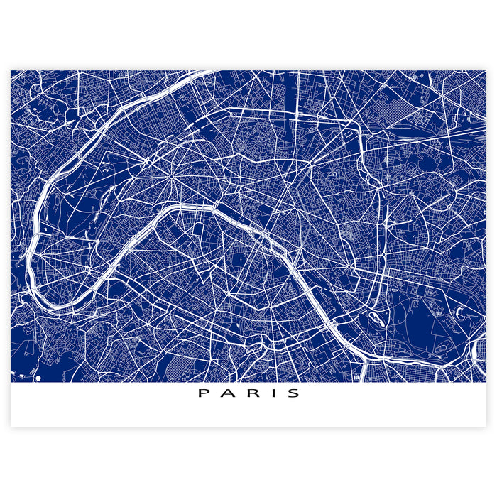 Paris City Street Map Print: France Wall Art Poster
