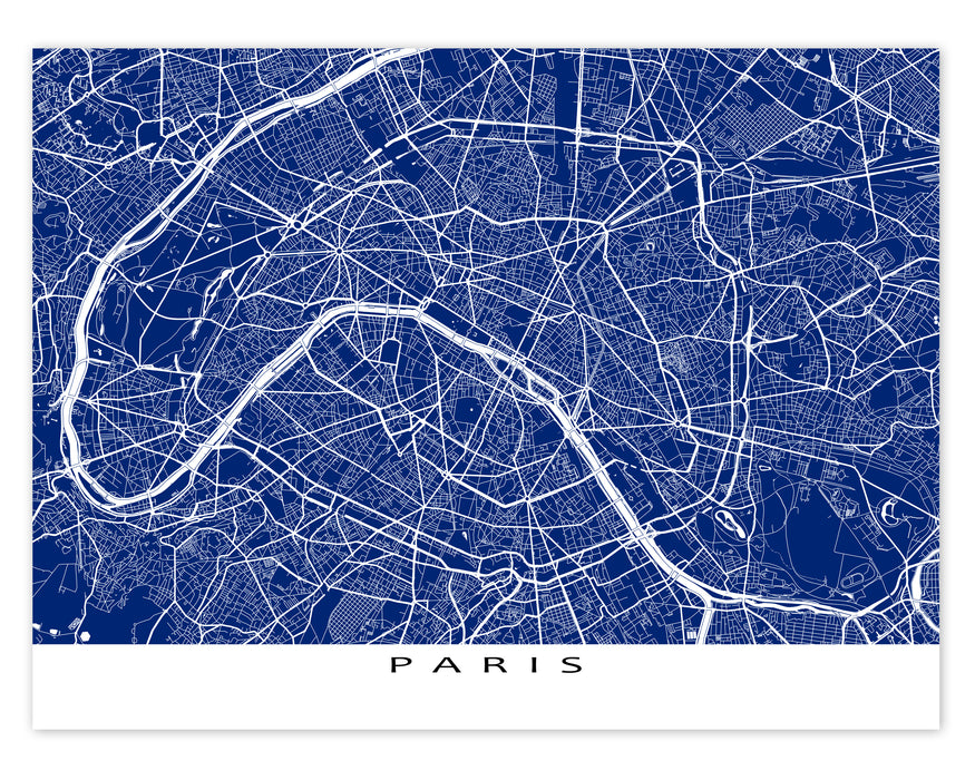 Paris Map France, Paris City Street Map Print, Wall Art Poster Maps