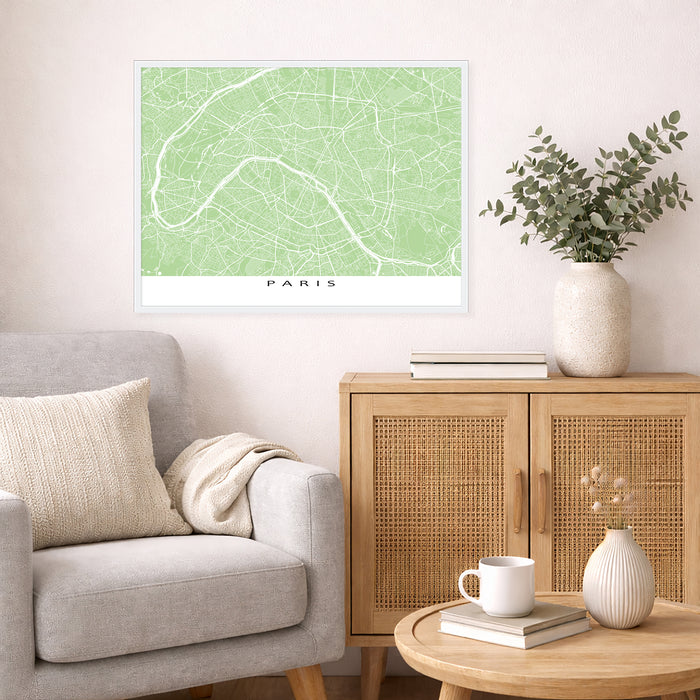 Paris City Street Map Print: France Wall Art Poster