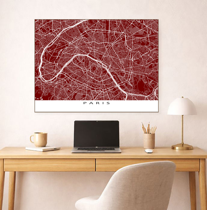Paris City Street Map Print: France Wall Art Poster