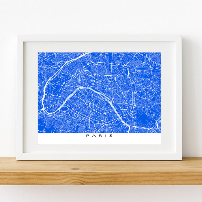 Paris City Street Map Print: France Wall Art Poster