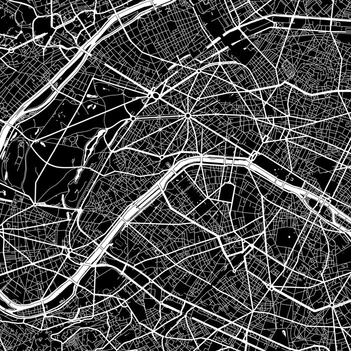 Paris City Street Map Print: France Wall Art Poster