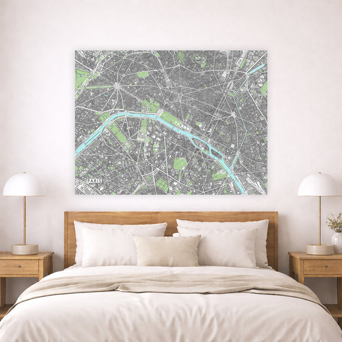 Paris Map Print: Detailed France City Street Wall Art Poster with Buildings