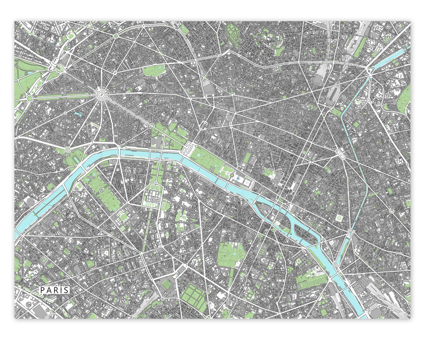 Paris France city map print by Maps As Art.