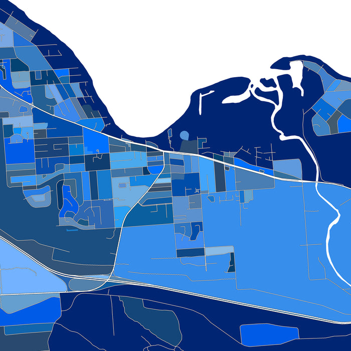 Parksville BC Canada City Map Print: Blue Geometric Wall Art Poster, Vancouver Island