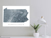 Pennsylvania state map print with natural landscape and main roads designed by Maps As Art.