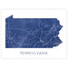 Map of Pennsylvania with a blue color scheme on a white background