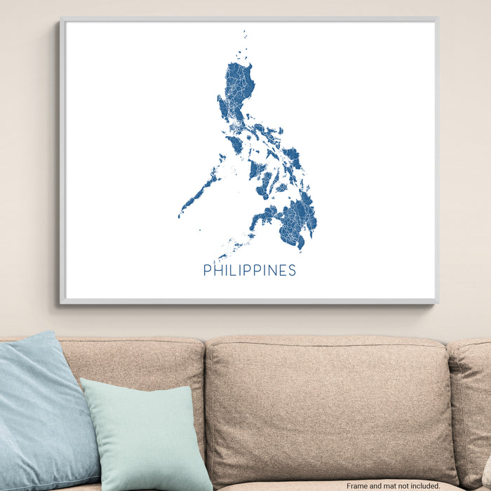 Philippines Islands Topographic Road Map Wall Art Print Poster - Manila Quezon City