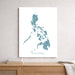 Map of the Philippines on a white wall above a wooden shelf.