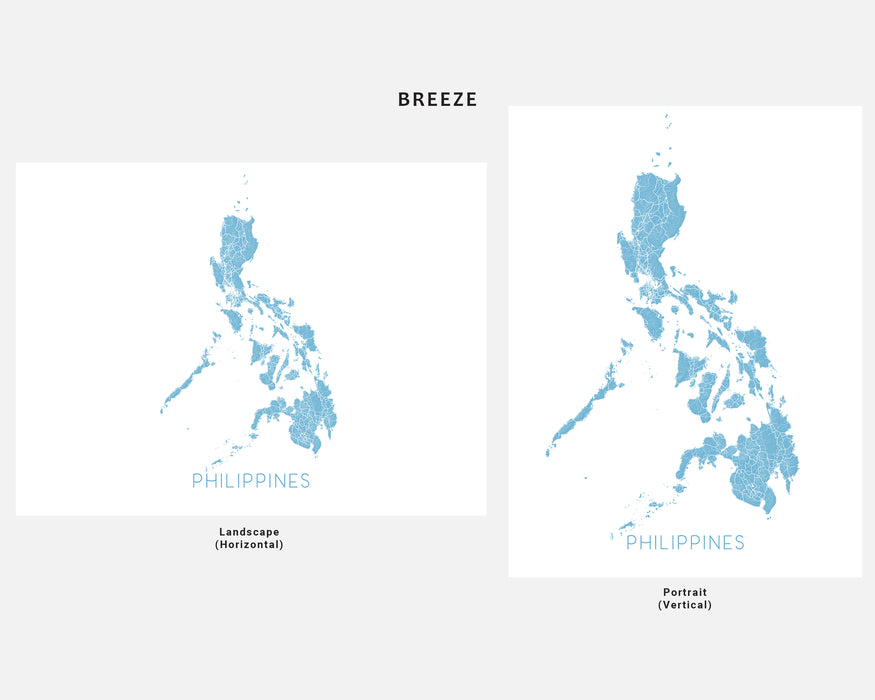 Philippines Islands Topographic Road Map Wall Art Print Poster - Manila Quezon City