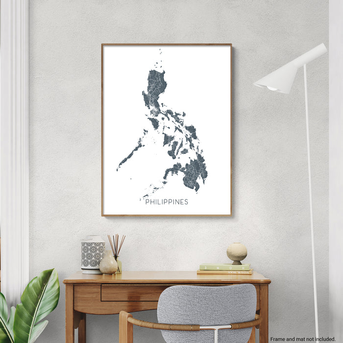 Philippines Islands Topographic Road Map Wall Art Print Poster - Manila Quezon City