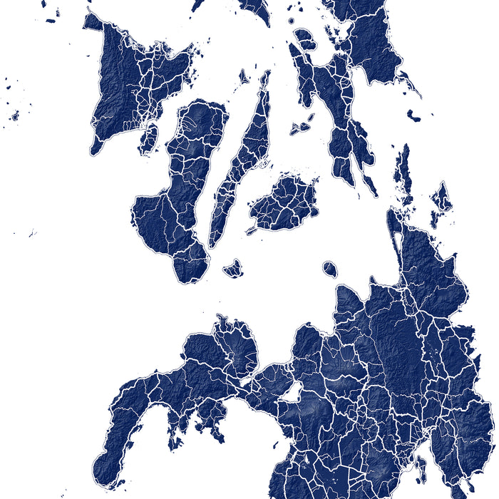 Map of the Philippines with a blue and white colour scheme
