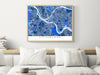 Pittsburgh, Pennsylvania map art print in blue shapes designed by Maps As Art.