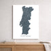 Map of Portugal on a white background above a wooden surface.