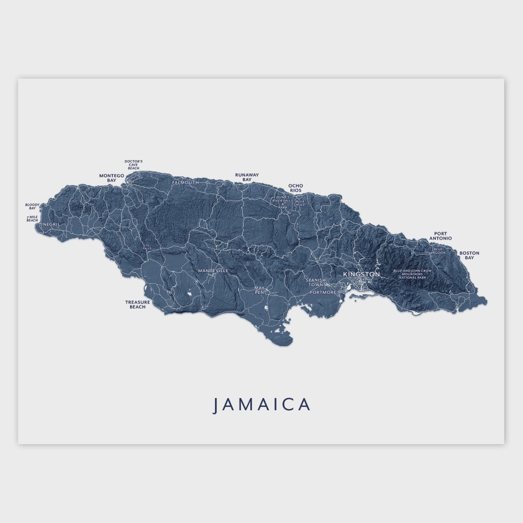 Jamaica topographic map video displaying the four colour options.