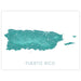 Map of Puerto Rico in teal color on a white background