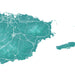 Map of Spain with teal color and white roads on a white background