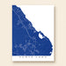 Map of Punta Cana on a blue background with white text