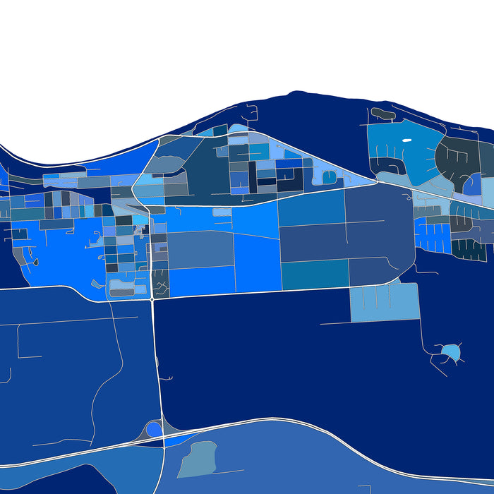 Qualicum Beach Map Print: Blue Geometric Vancouver Island BC Wall Art Poster