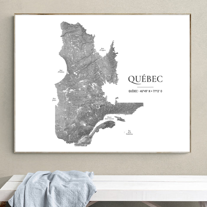 Quebec Map Print: Custom Topographic Province Wall Art Poster