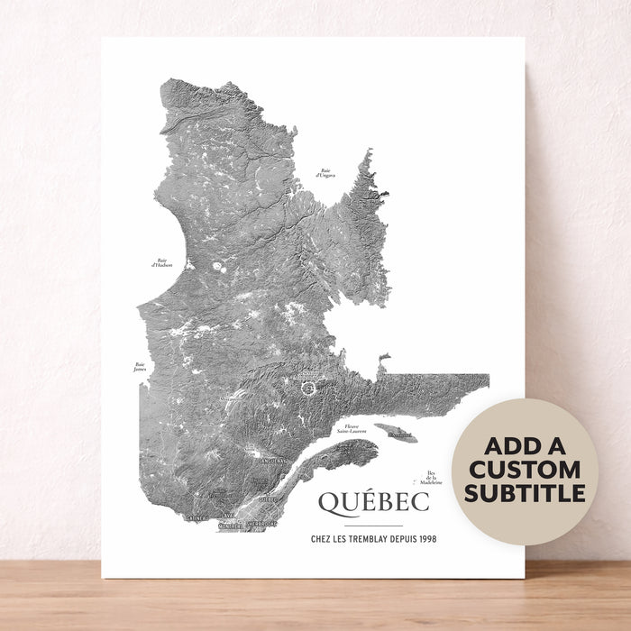 Quebec Map Print: Custom Topographic Province Wall Art Poster