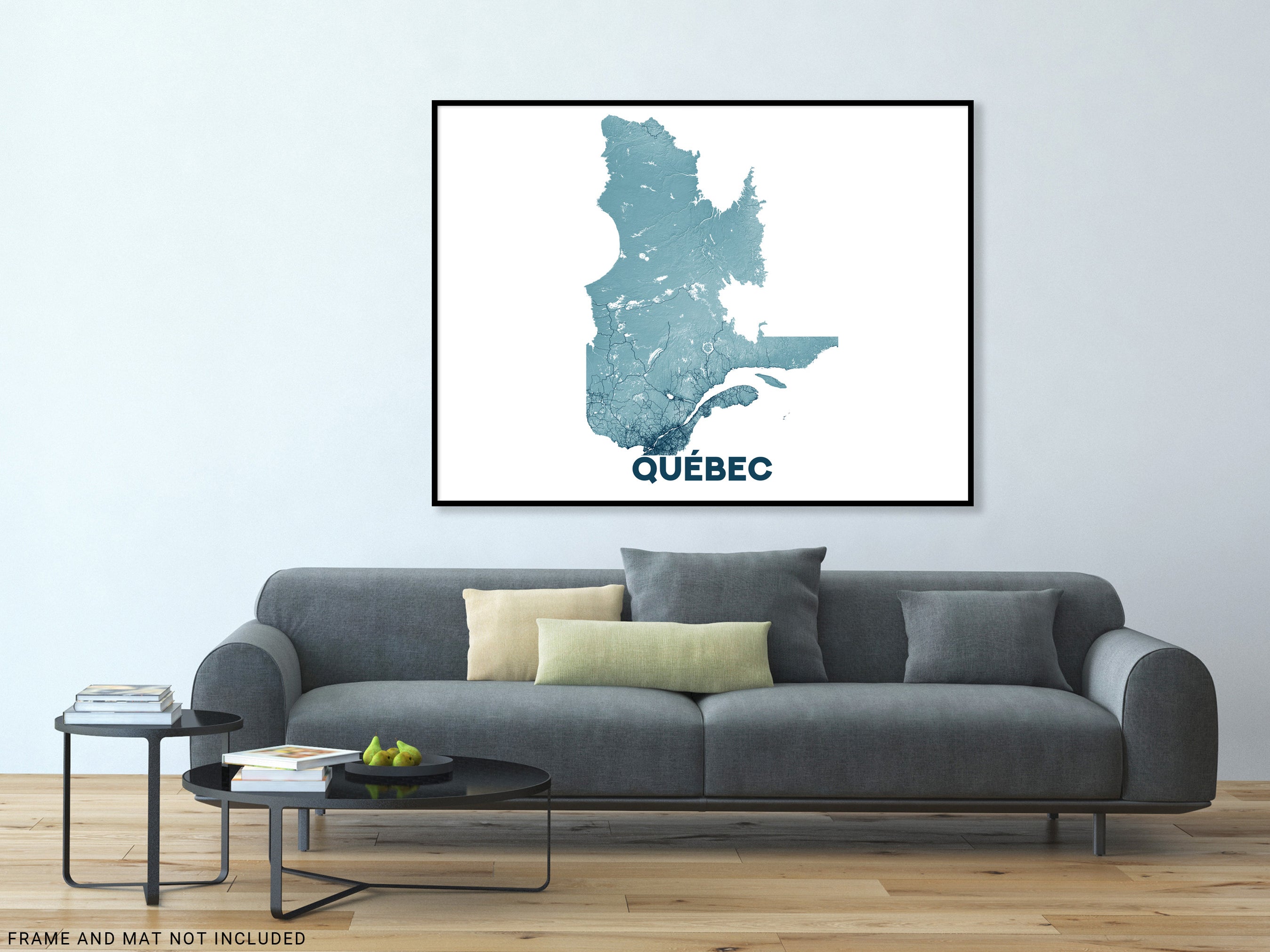 Quebec Map Wall Art Print Poster, Landscape Topographic Maps, Canada P ...