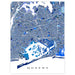 Map of Queens with blue and gray color scheme on a white background