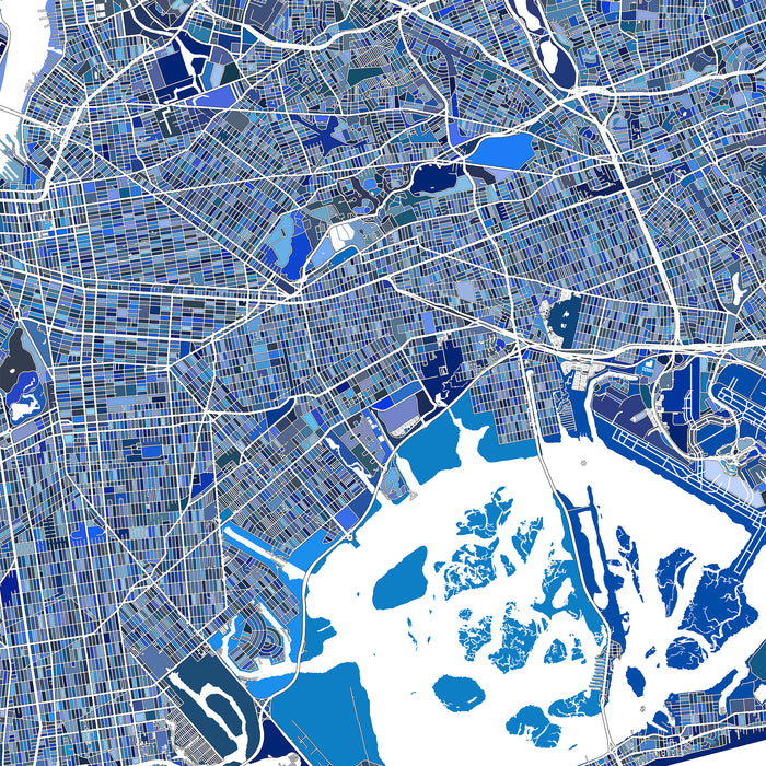 Map of a city with blue and gray color scheme