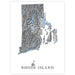 Topographic map of Rhode Island with gray color scheme