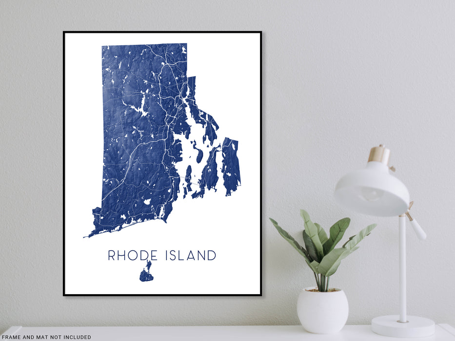 Rhode Island map wall art print in Vintage by Maps As Art.