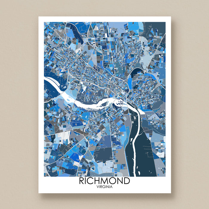 Map poster of Richmond, Virginia on a beige background