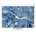 Map of Richmond, Virginia in blue and gray tones on a white background