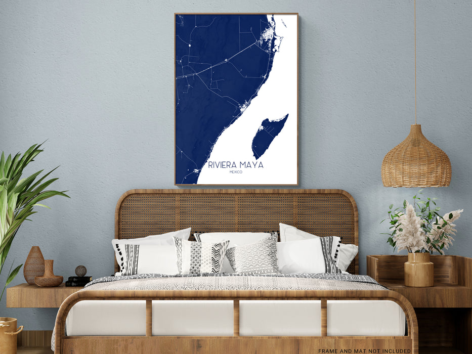 Riviera Maya map print in Turquoise by Maps As Art.