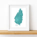 Framed map of Saint Lucia on a white background