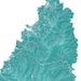Topographic map of a region with detailed elevation lines on a white background