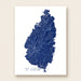 Topographic map of St. Lucia in blue on a white background