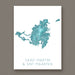 Map poster of Saint-Martin and Sint Maarten on a white background