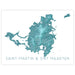 Map of Saint-Martin and Sint Maarten with a teal color scheme on a white background.