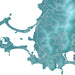 Map of a coastal area with teal color gradient