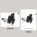 Two black and white maps of Saint Martin, one landscape and one portrait orientation, on a gray background.