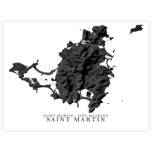 Map of Saint Martin with black lines on a white background