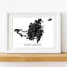 Framed map of Saint Martin on a white wall