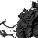 Black and white map of a coastal area with roads and water bodies.