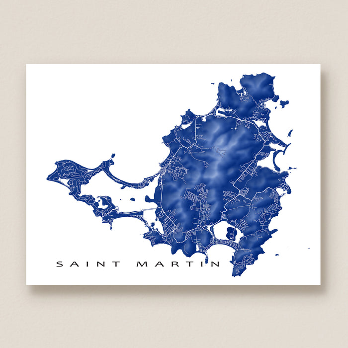 Map of Saint Martin printed on a white background